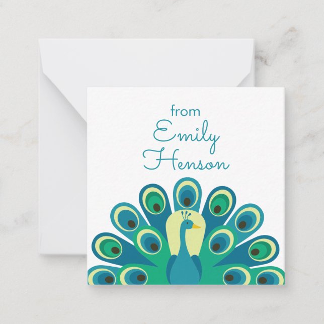 Cute Peacock Personalized Gift Enclosure Cards (Front)