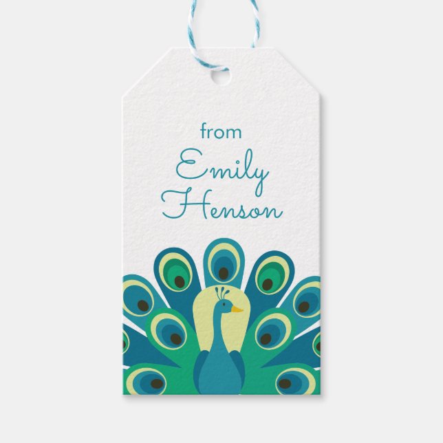 Cute Peacock Personalized Gift Tags (Front)