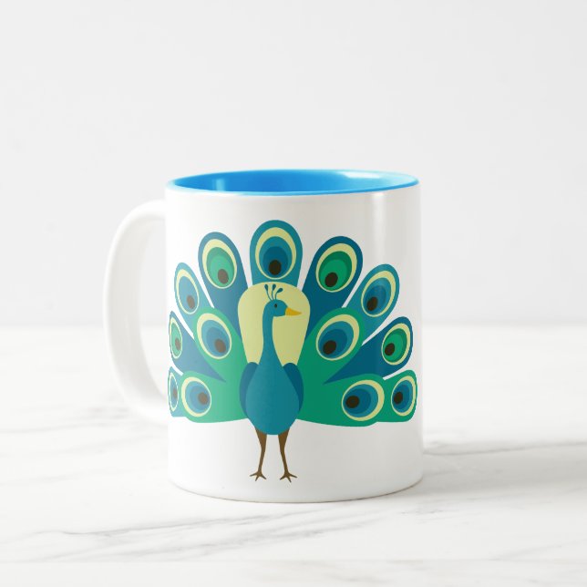 Cute Peacock Personalized Mug (Front Left)