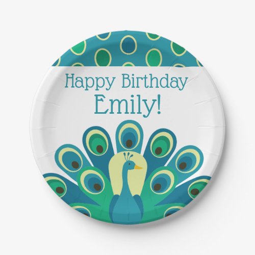 Cute Peacock Personalized Party Plates