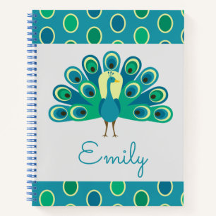 Cute Peacock Personalized Spiral Notebook