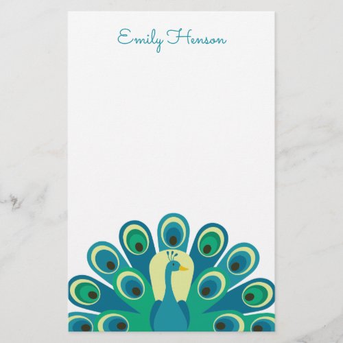 Cute Peacock Personalized Stationery