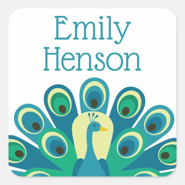 Cute Peacock Personalized Stickers (Front)