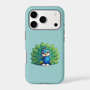Cute Peacock with Big Eyes Kawaii Bird Design iPhone 17 Pro Case