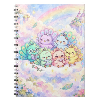 Cute Peacocks Rainbow Spiral Notebook