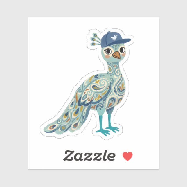 Cute Peahen BaseBall Cap Stickers (Sheet)