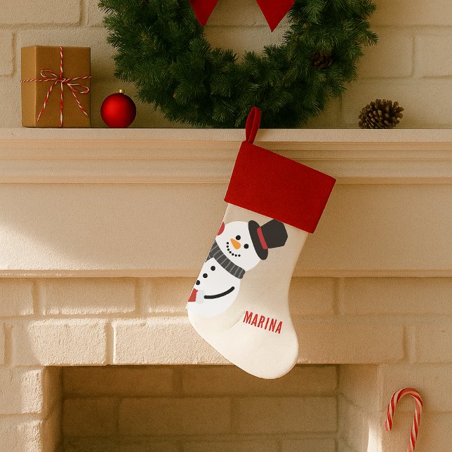 Cute Peaking Snowman Custom  Christmas Stocking (Creator Uploaded)