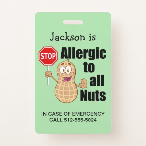 Cute Peanut Allergy Awareness Badge