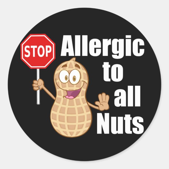 Cute Peanut Allergy Awareness Classic Round Sticker (Front)