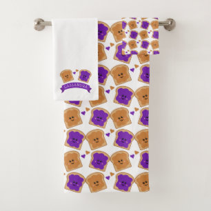 Cute Peanut Butter and Jelly Bath Towel Set