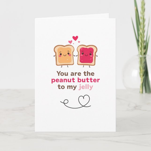 Cute Peanut Butter and Jelly Love Design Card (Front)