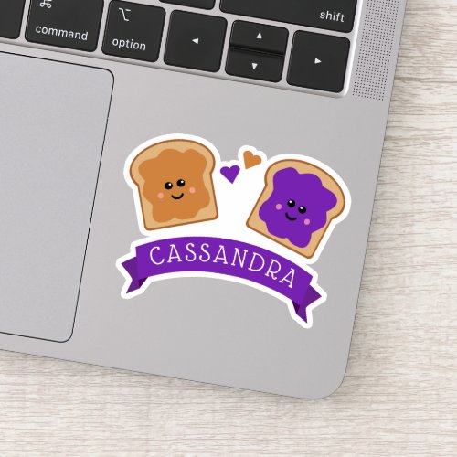 Cute Peanut Butter and Jelly Name Sticker