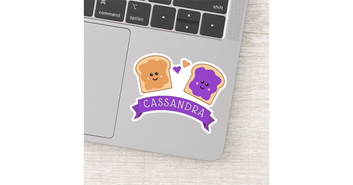 Cute Peanut Butter and Jelly Name Sticker Zazzle