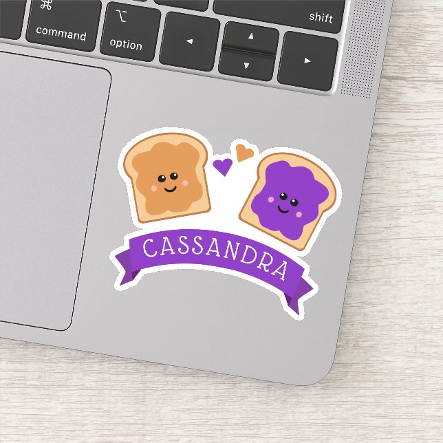 Cute Peanut Butter and Jelly Name Sticker (Detail)