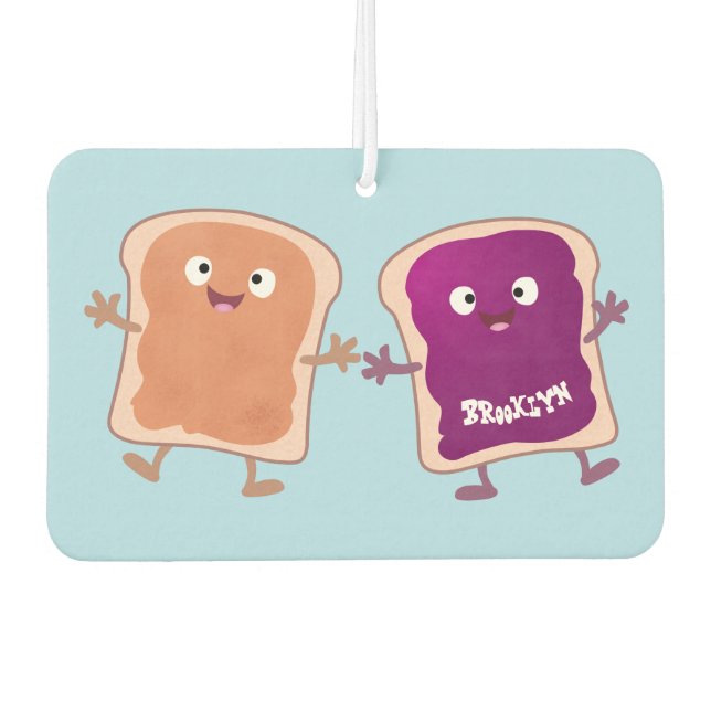 Cute peanut butter and jelly sandwich cartoon  air freshener (Front)