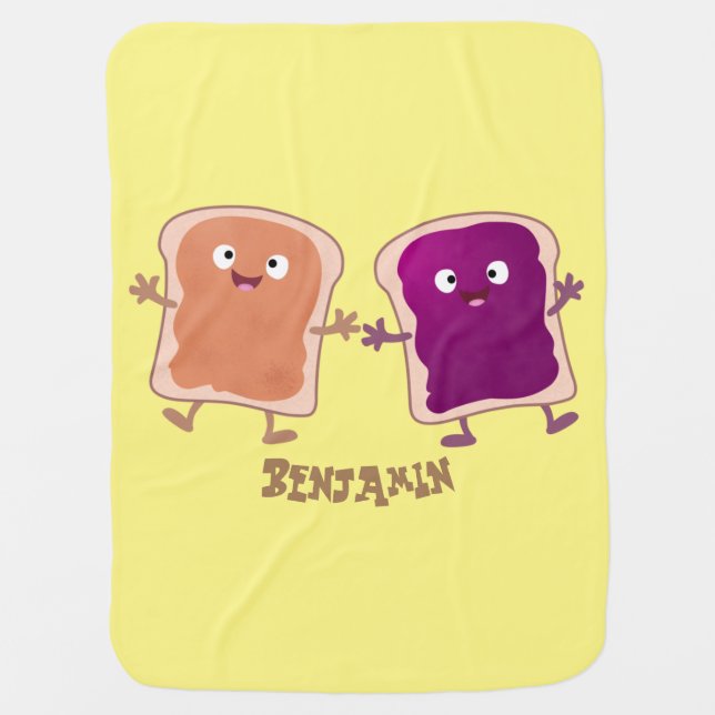 Cute peanut butter and jelly sandwich cartoon  baby blanket (Front)