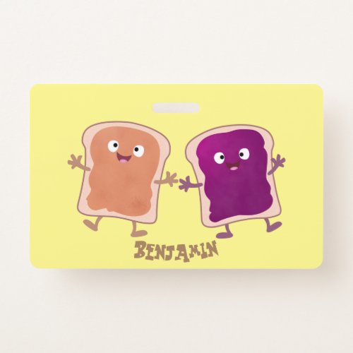 Cute peanut butter and jelly sandwich cartoon  badge