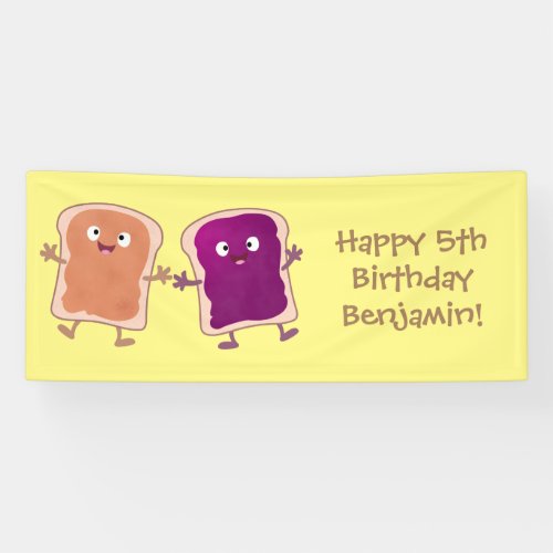 Cute peanut butter and jelly sandwich cartoon banner