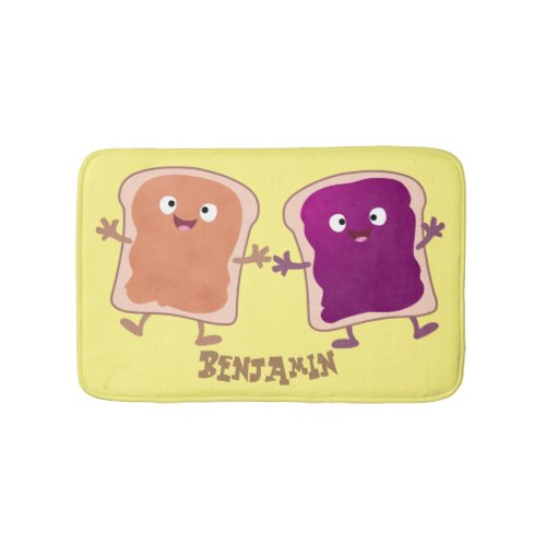 Cute peanut butter and jelly sandwich cartoon bath mat