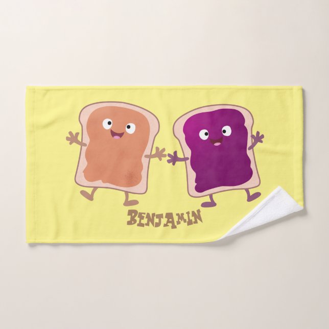 Cute peanut butter and jelly sandwich cartoon bath towel set (Hand Towel)