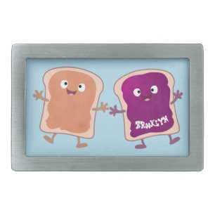 Cute peanut butter and jelly sandwich cartoon belt buckle