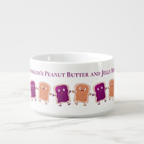 Cute peanut butter and jelly sandwich cartoon bowl