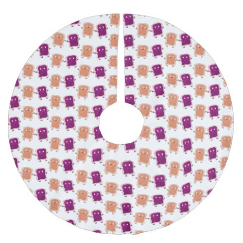 Cute peanut butter and jelly sandwich cartoon brushed polyester tree skirt
