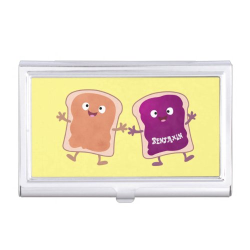 Cute peanut butter and jelly sandwich cartoon business card case