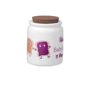 Cute peanut butter and jelly sandwich cartoon candy jar