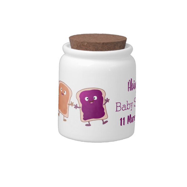 Cute peanut butter and jelly sandwich cartoon candy jar (Left)