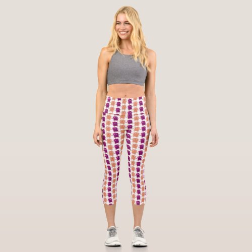 Cute peanut butter and jelly sandwich cartoon capri leggings