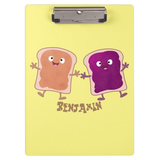 Cute peanut butter and jelly sandwich cartoon clipboard (Front)