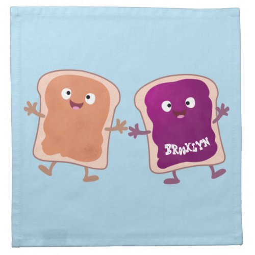 Cute peanut butter and jelly sandwich cartoon cloth napkin
