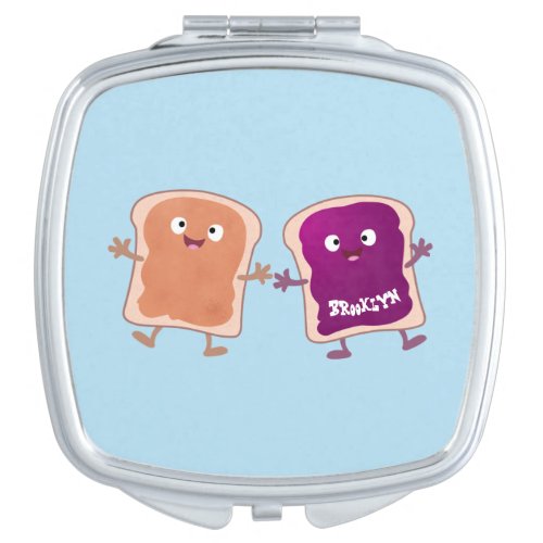 Cute peanut butter and jelly sandwich cartoon compact mirror