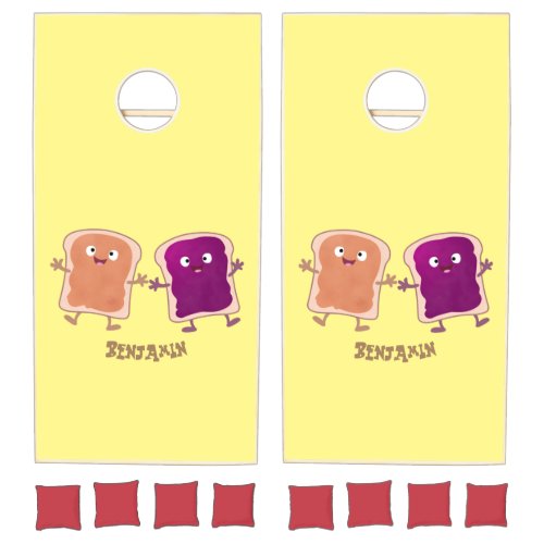 Cute peanut butter and jelly sandwich cartoon cornhole set