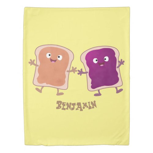 Cute peanut butter and jelly sandwich cartoon duvet cover