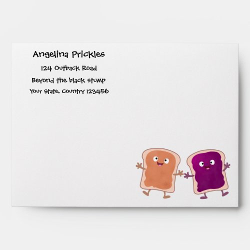 Cute peanut butter and jelly sandwich cartoon envelope