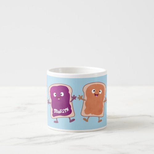 Cute peanut butter and jelly sandwich cartoon espresso cup