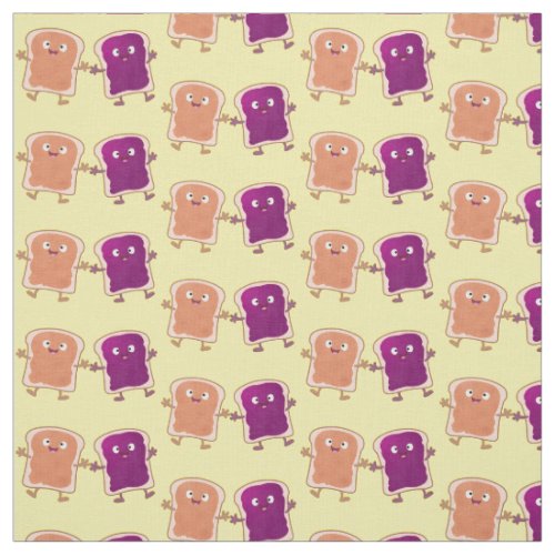 Cute peanut butter and jelly sandwich cartoon fabric