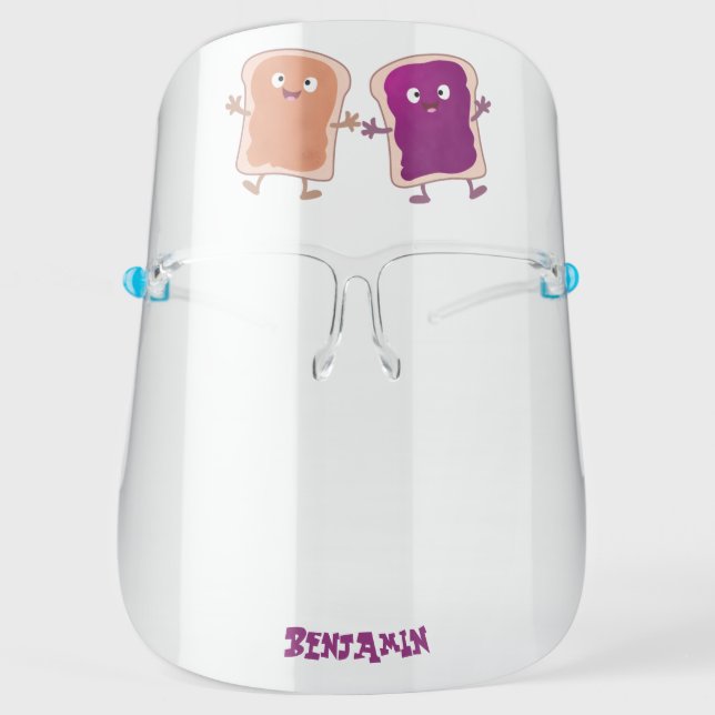 Cute peanut butter and jelly sandwich cartoon face shield (Front)
