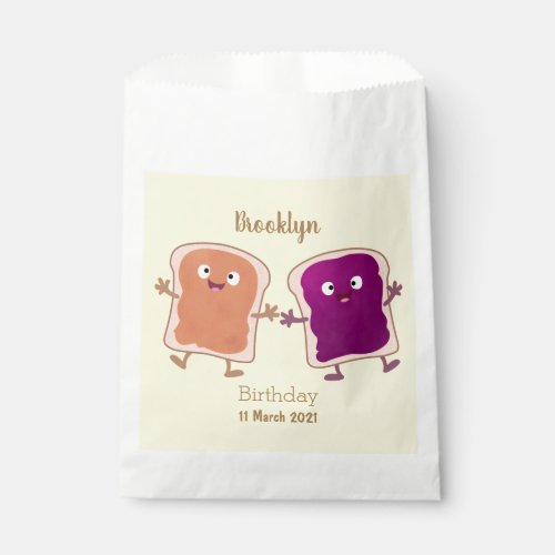 Cute peanut butter and jelly sandwich cartoon favor bag