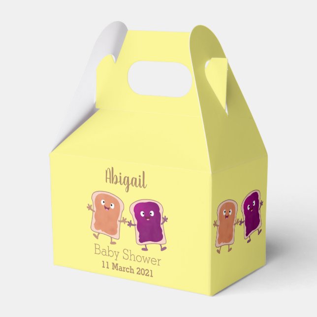 Cute peanut butter and jelly sandwich cartoon favor boxes (Front Side)