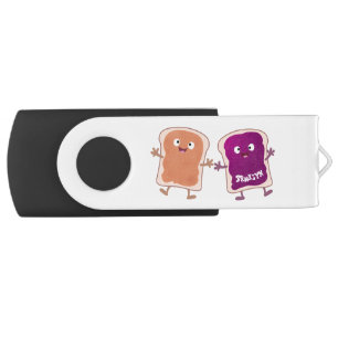 Cute peanut butter and jelly sandwich cartoon flash drive