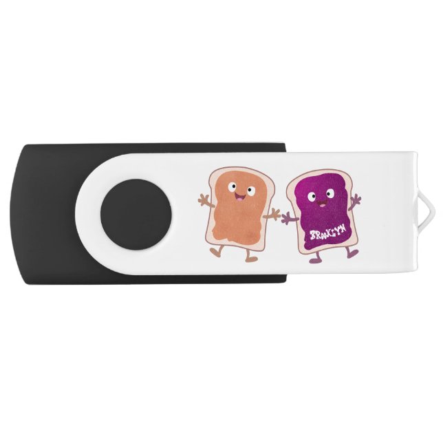 Cute peanut butter and jelly sandwich cartoon flash drive (Front)
