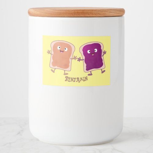 Cute peanut butter and jelly sandwich cartoon food label