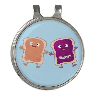 Cute peanut butter and jelly sandwich cartoon golf hat clip