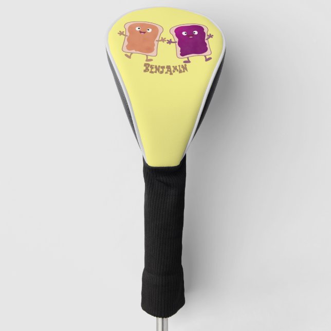Cute peanut butter and jelly sandwich cartoon golf head cover (Front)