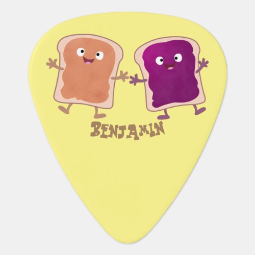 Cute peanut butter and jelly sandwich cartoon  guitar pick