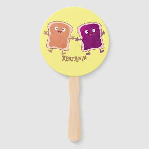 Cute peanut butter and jelly sandwich cartoon  hand fan