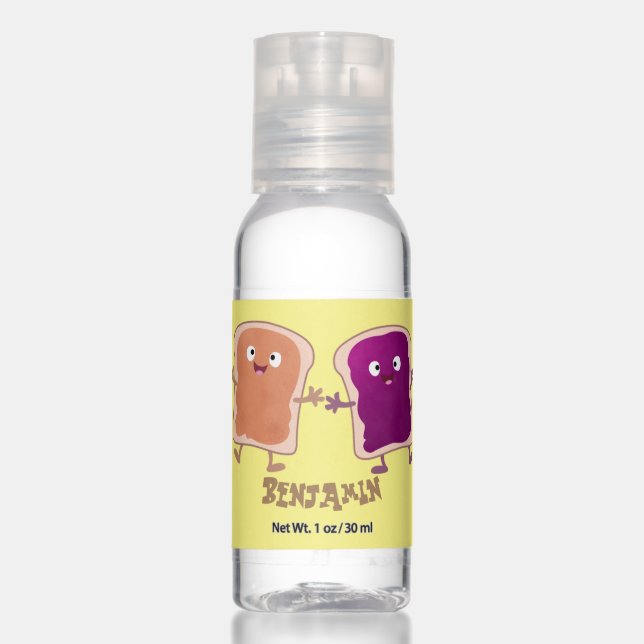 Cute peanut butter and jelly sandwich cartoon  hand sanitizer (Front)